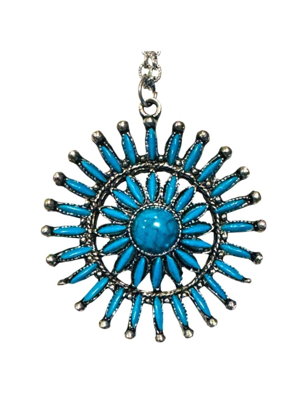 Southwestern Jewelry Lot 4 Necklaces Turquoise Tone Cross Thunderbird Reseller - Picture 2 of 6